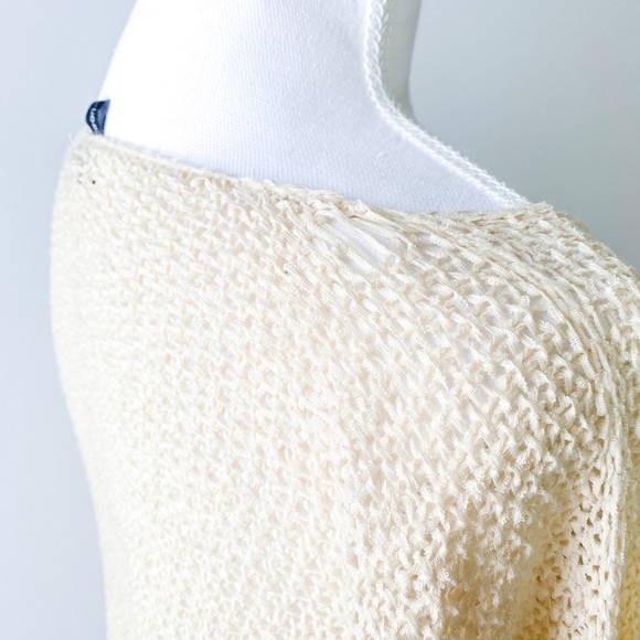 Cream open knit casual dropped shoulder sweater pullover - Picture 11 of 16